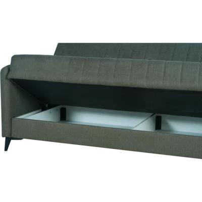 Canapé convertible 3 places ENZO - Tissu vert foncé - Coffre de rangement