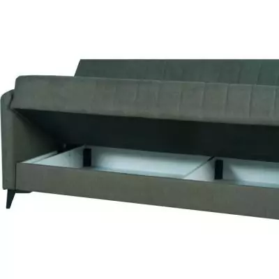 Canapé convertible 3 places ENZO - Tissu vert foncé - Coffre de rangement Canapé convertible 3 places ENZO - Tissu vert foncé - Coffre de rangement