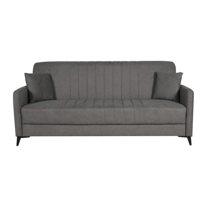 Canapé convertible 3 places ENZO taupe - Coffre de rangement