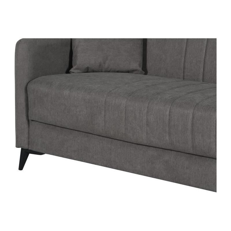 Canapé convertible 3 places ENZO taupe - Coffre de rangement