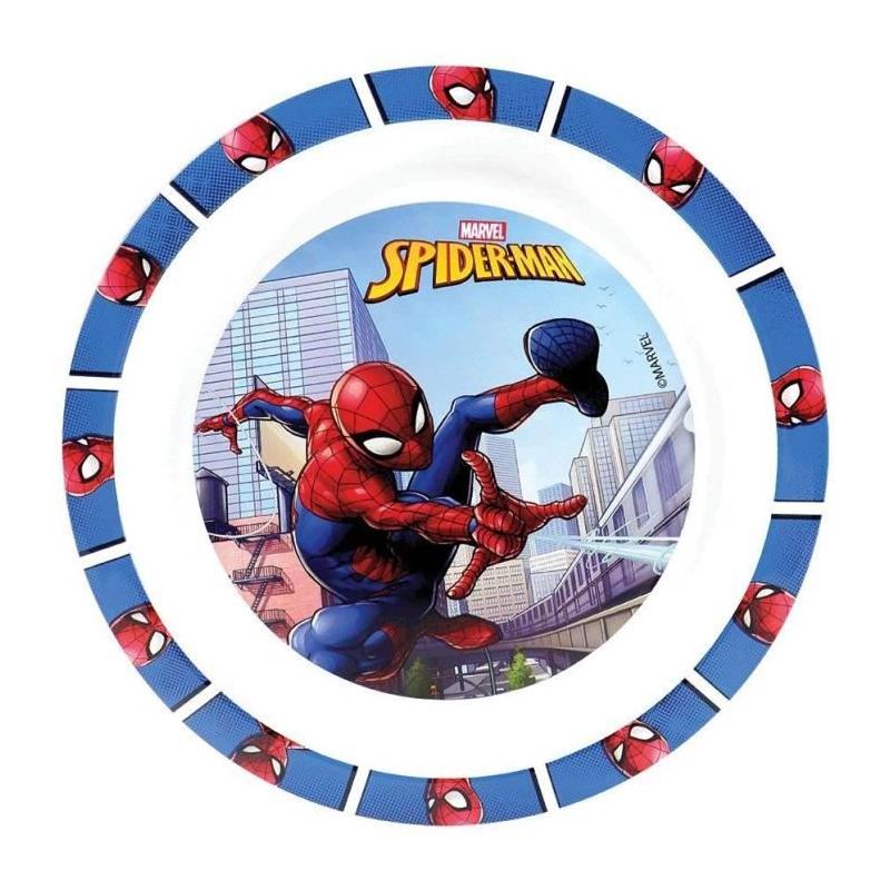 Lot vaisselle Spiderman - Assiette, verre, couverts, gourde et boite goûter
