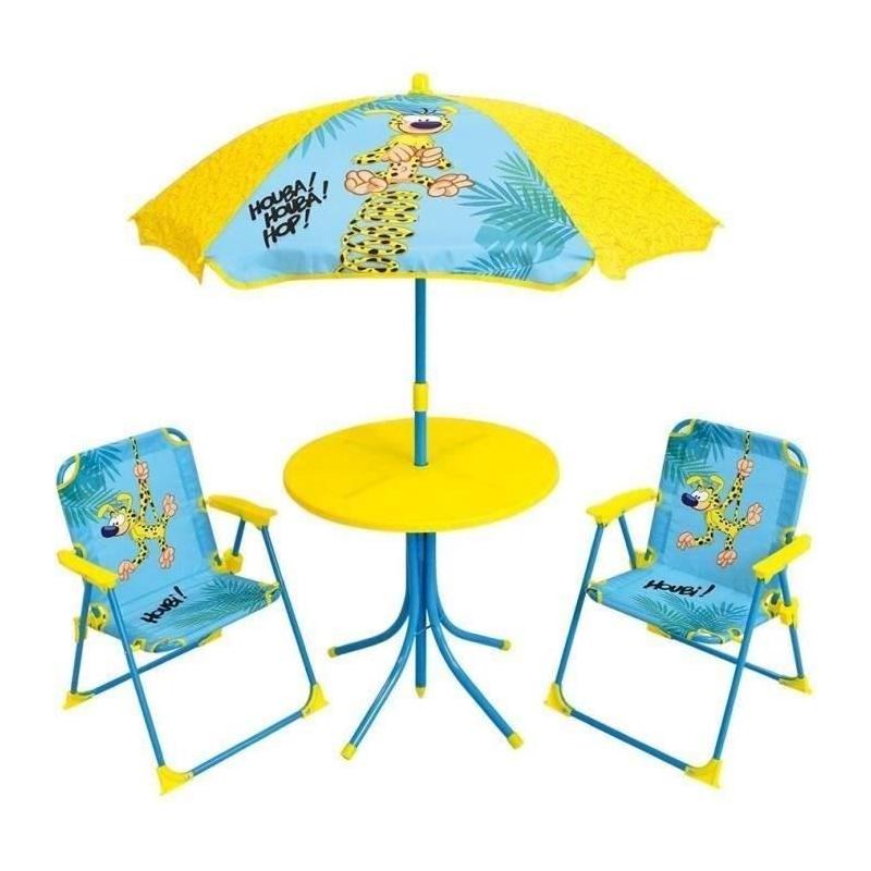 Salon de jardin enfant FUN HOUSE MARSUPILAMI Jaune: 2 chaises pliantes et parasol