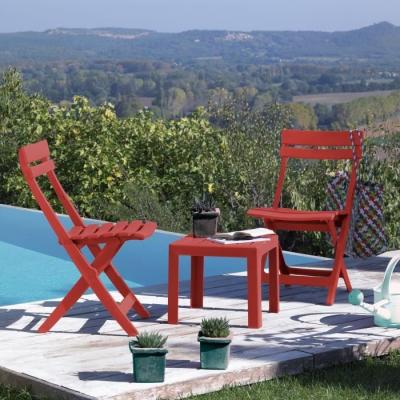 Table basse rouge Bossa Nova - GROSFILLEX MIAMI 40x40x41cm