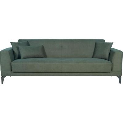 Canapé convertible 3 places HENRY - Tissu vert foncé - 3 coussins