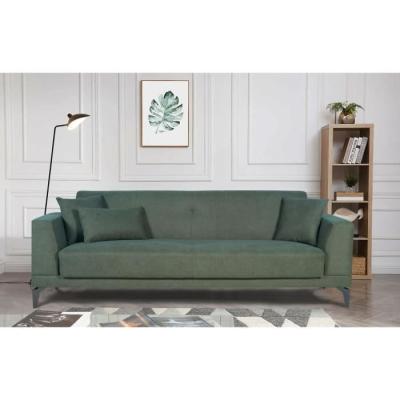 Canapé convertible 3 places HENRY - Tissu vert foncé - 3 coussins