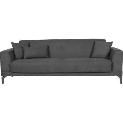 Canapé convertible 3 places HENRY - Tissu gris clair - Design moderne