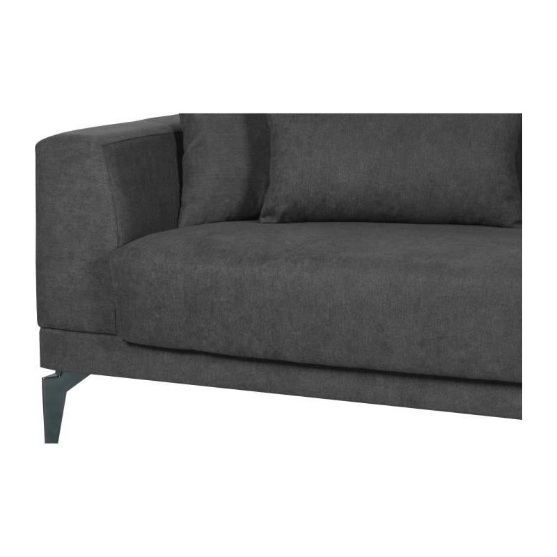 Canapé convertible 3 places HENRY - Tissu gris clair - Design moderne