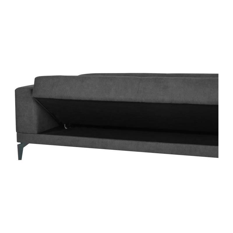 Canapé convertible 3 places HENRY - Tissu gris clair - Design moderne