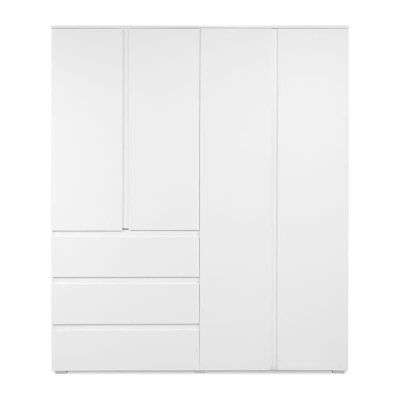 Armoire élégante pour chambre - Décor blanc - 4 portes