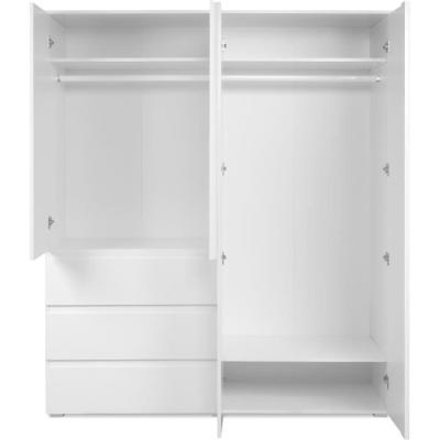 Armoire élégante pour chambre - Décor blanc - 4 portes