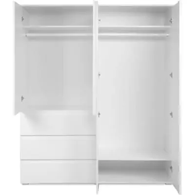 Armoire élégante pour chambre - Décor blanc - 4 portes