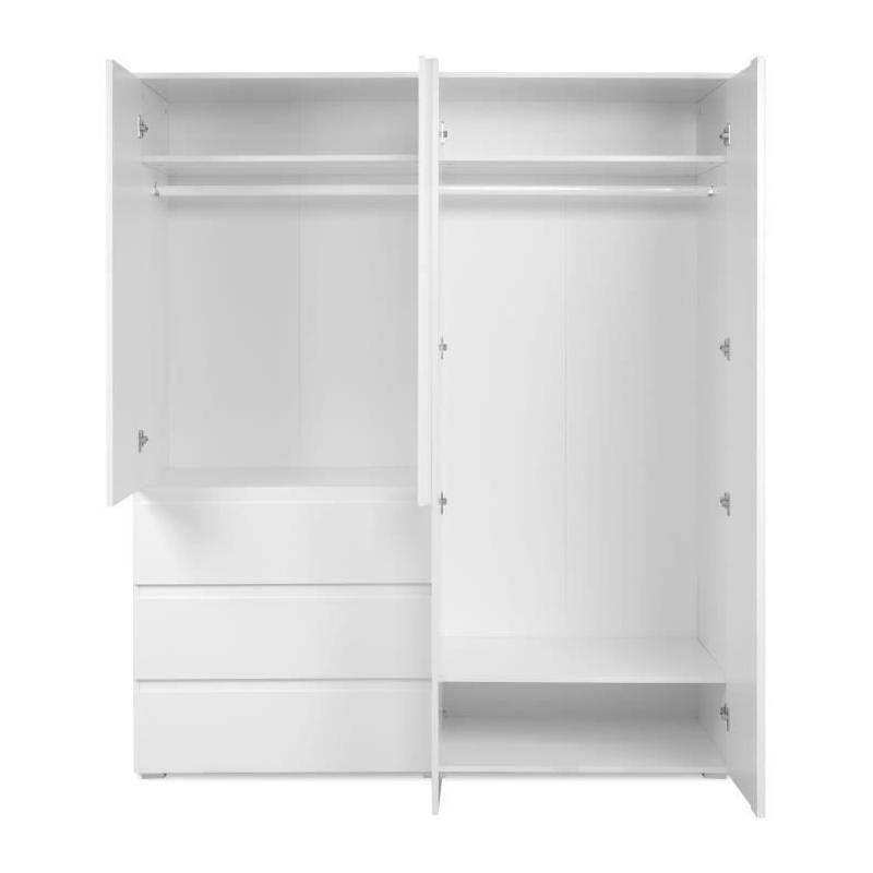 Armoire élégante pour chambre - Décor blanc - 4 portes