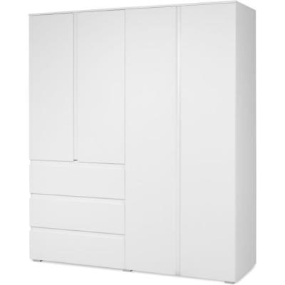 Armoire élégante pour chambre - Décor blanc - 4 portes