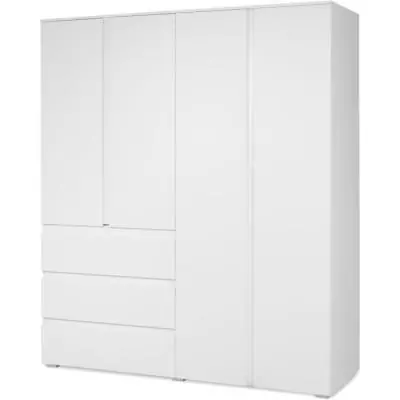 Armoire élégante pour chambre - Décor blanc - 4 portes