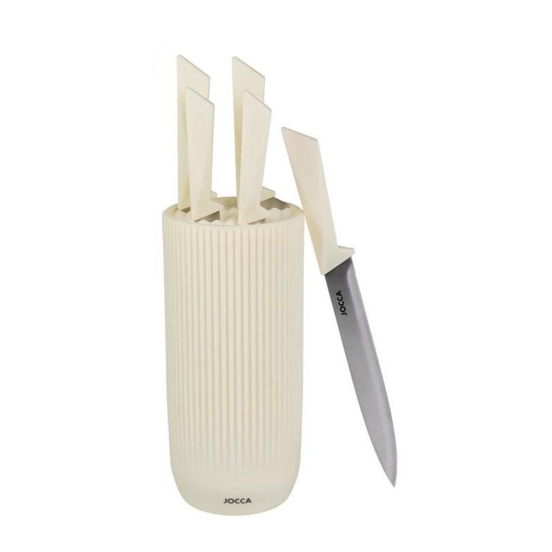 Ensemble de 5 couteaux JOCCA - Bloc polypropylène - Beige