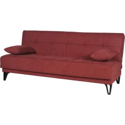 Banquette convertible 3 places LIMRA rouge - Avec rangement - 190 x 87 x 87 cm