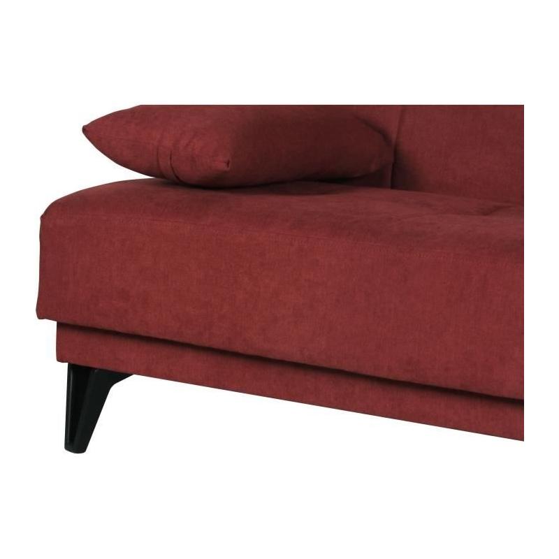 Banquette convertible 3 places LIMRA rouge - Avec rangement - 190 x 87 x 87 cm