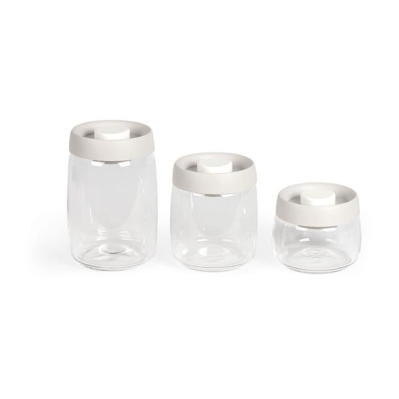 Ensemble 3 bocaux sous vide en verre borosilicate - LIVOO