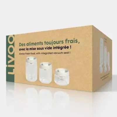 Ensemble 3 bocaux sous vide en verre borosilicate - LIVOO