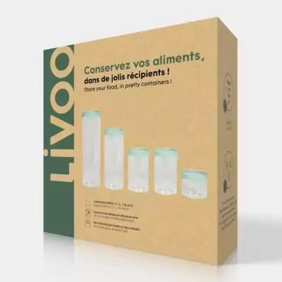 Lot de 5 bocaux de conservation élégants - LIVOO