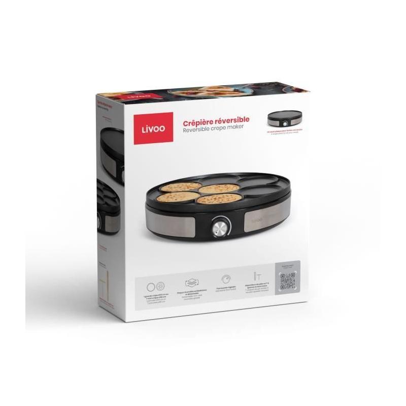 Crêpière réversible 1500W - Livoo DOP247 - Plaque Ø33 ou 7 x Ø10 cm