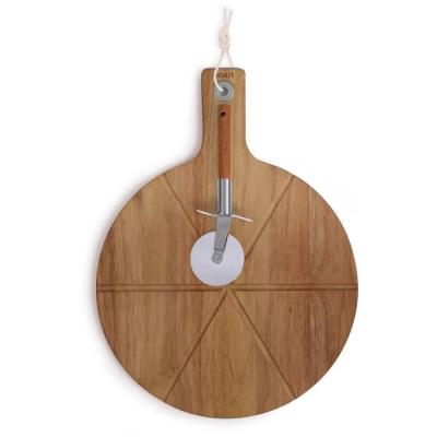 Ensemble pizza LIVOO - Bois acacia - Roulette inclus - 30 x 45 cm