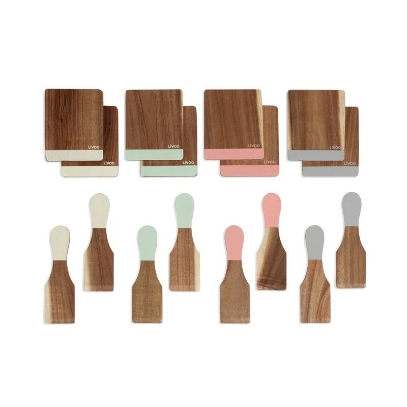 Ensemble de cuisine miniature avec 8 spatules + 8 planchettes bois