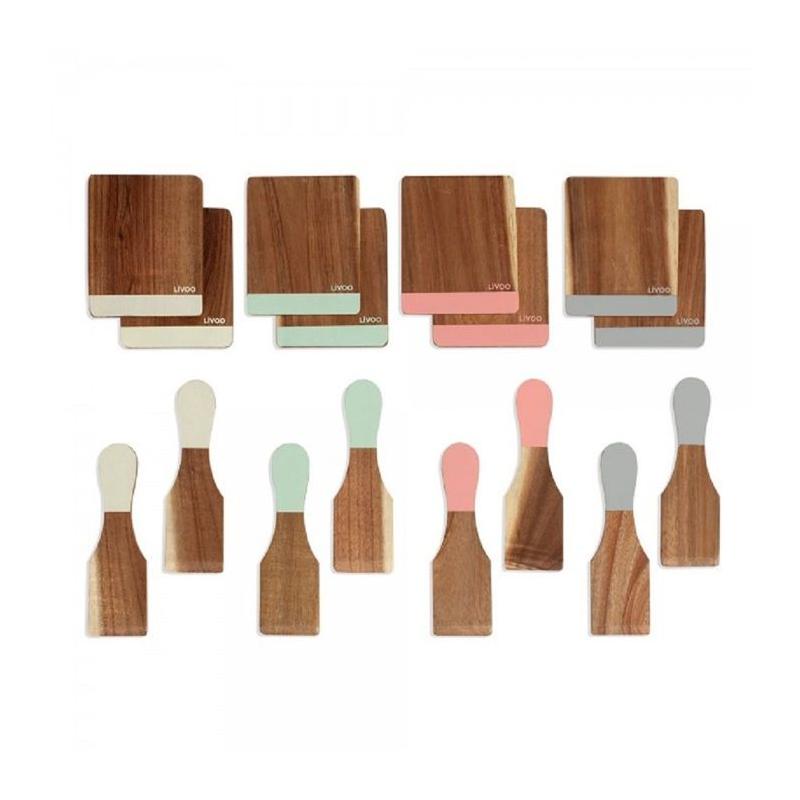 Ensemble de cuisine miniature avec 8 spatules + 8 planchettes bois