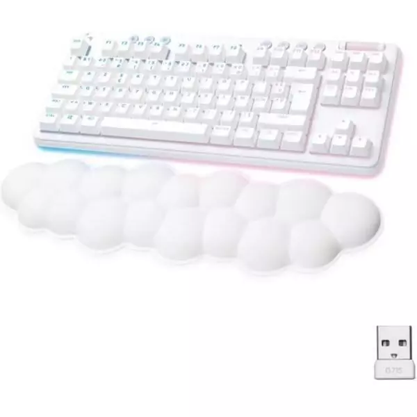 Clavier gamer - Sans fil - Logitech G - G715 - AZERTY - Mécanique - Switch Linéaire - Repose-poignets - White Mist