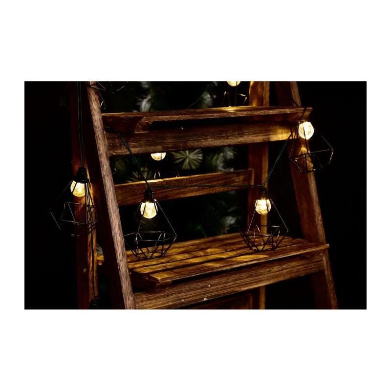 Guirlande solaire cage diamant extérieur - LUMI JARDIN - 10 LED - 3,8m