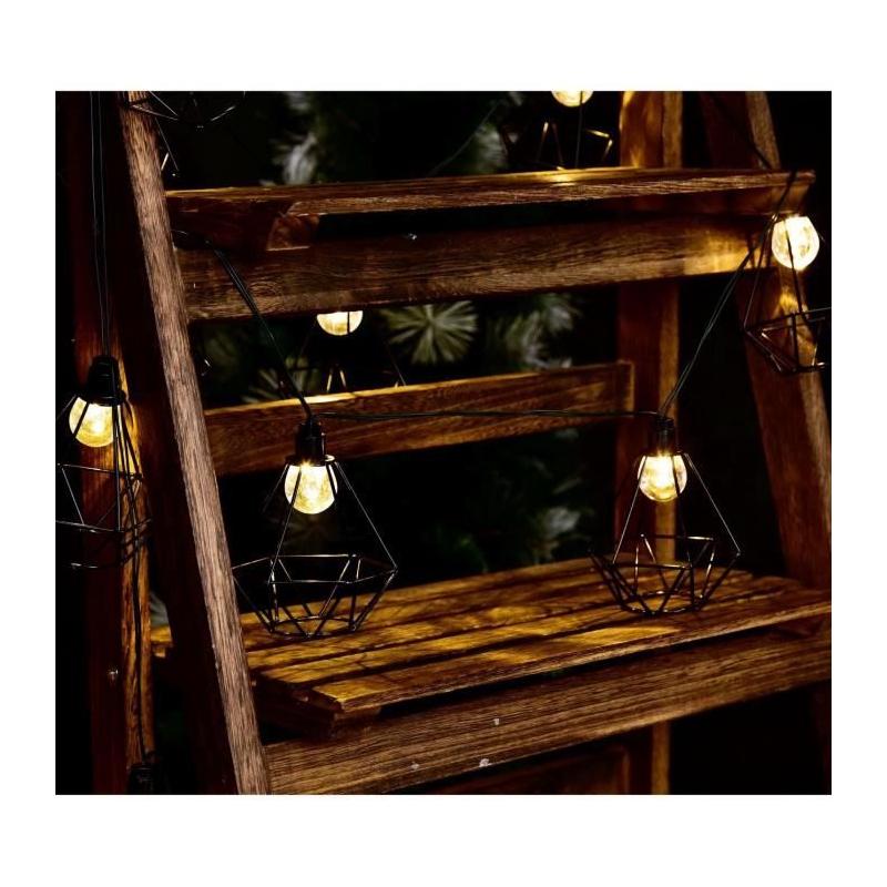 Guirlande solaire cage diamant extérieur - LUMI JARDIN - 10 LED - 3,8m