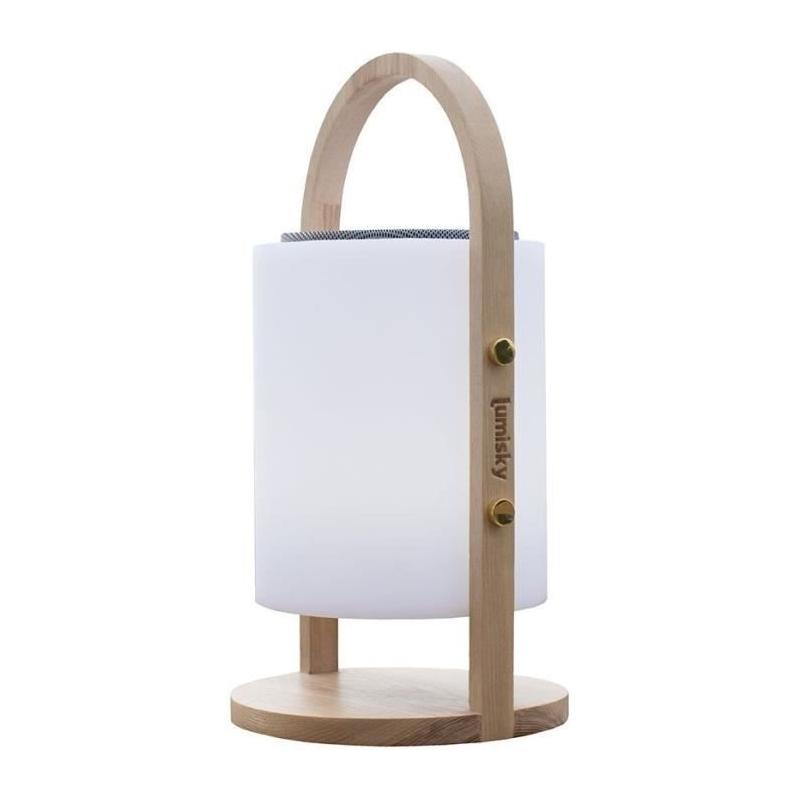 Lampe enceinte bluetooth sans fil LUMISKY WOODY PLAY - H37 cm