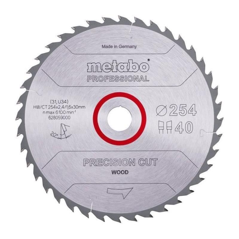 Lame de scie circulaire Pro METABO - Précision coupe bois HW/CT 254x30, 40WZ 20°