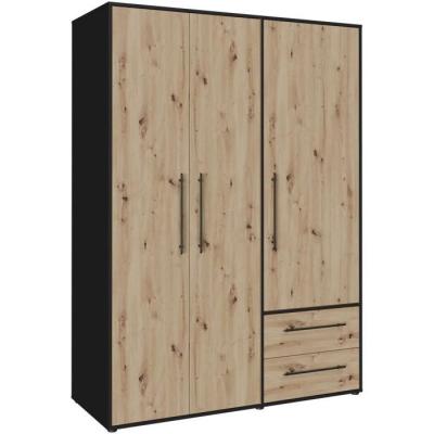 Armoire de chambre élégante - Chene Artisan / Noir - 3 portes