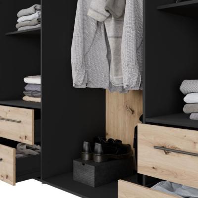 Armoire de chambre élégante - Chene Artisan / Noir - 3 portes