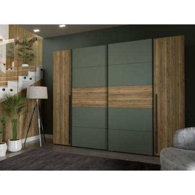 Armoire Chic Chêne et Vert Sauge - 2 Battantes + 2 Coulissantes ≦ 60字符