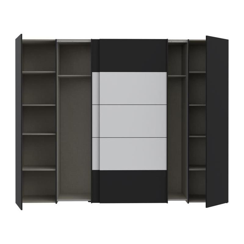 Armoire de chambre NARAGO - Noir / Blanc - 4 portes - Spacieuse et élégante