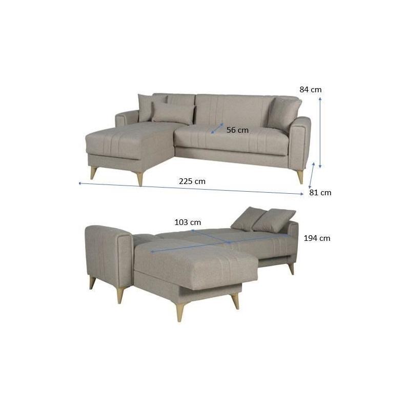 Canapé d'angle convertible réversible OMEGA - Tissu beige