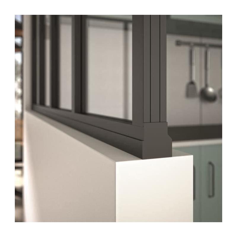 Kit verrière fixe OPTIMUM Aluminium - 6 carreaux - Noir