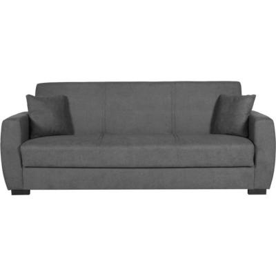 Canapé convertible OSCAR 3 places - Gris clair - Coffre de rangement