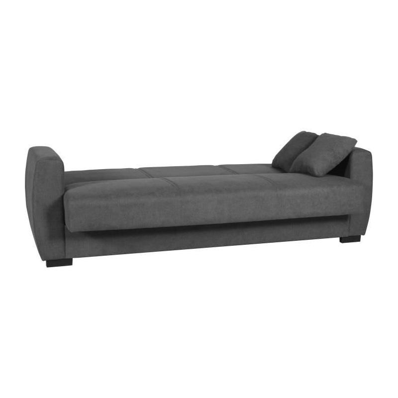 Canapé convertible OSCAR 3 places - Gris clair - Coffre de rangement