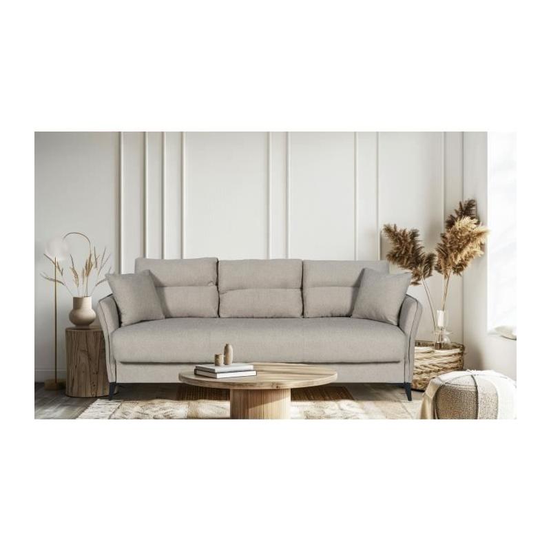 Canapé convertible 3 places OTTOWA beige - Pratique et confortable