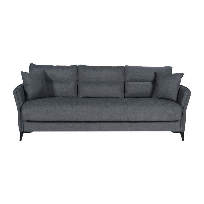 Canapé convertible 3 places OTTOWA gris foncé - Coffre de rangement