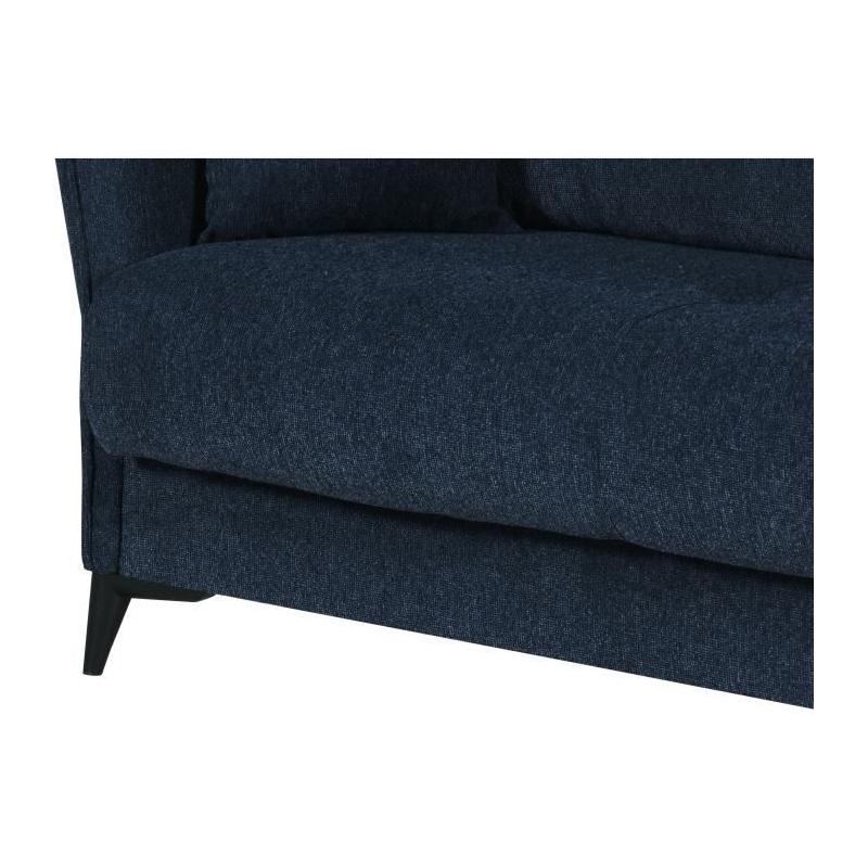 Canapé convertible 3 places OTTOWA - Bleu foncé - Coffre de rangement