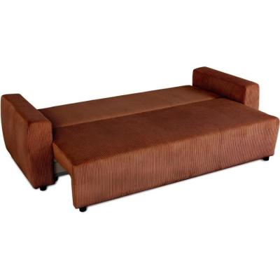 Canapé convertible 3 places PHARELL en velours côtelé - Terracotta