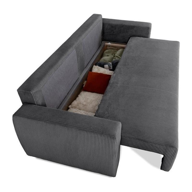 Canapé convertible 3 places PHARELL - Anthracite Velours