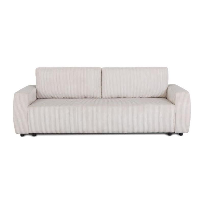 Canapé convertible 3 places PHARELL - Velours côtelé Beige
