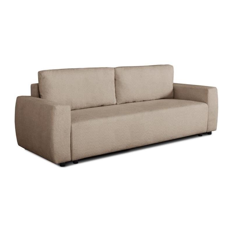 Canapé convertible 3 places PHARELL taupe bouclette