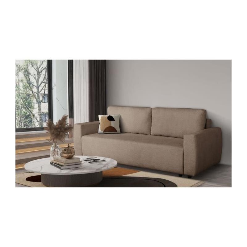 Canapé convertible 3 places PHARELL taupe bouclette