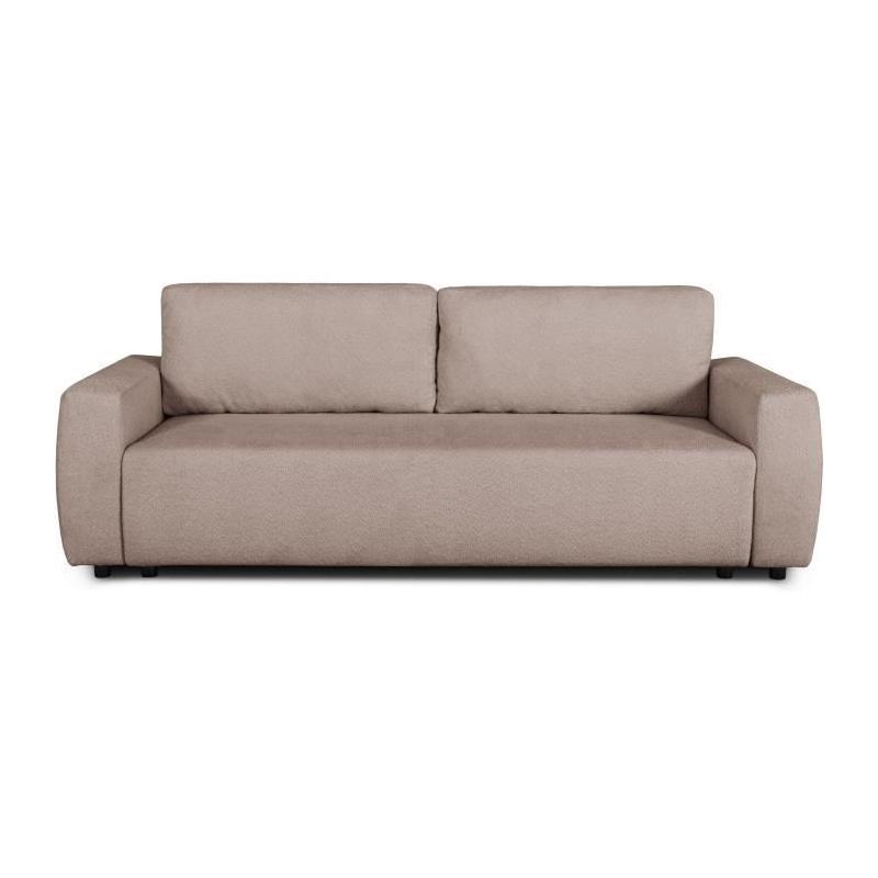 Canapé convertible 3 places PHARELL taupe bouclette